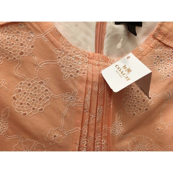Coach Embroidered Floral Dress in Peach Size 4 - Picture 6 of 8